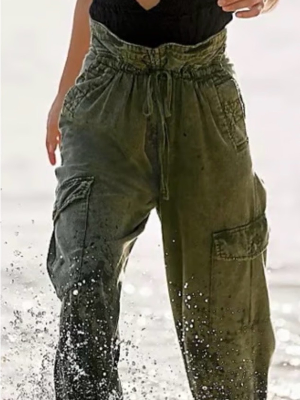Free People Fly Away Parachute Olive Green Cargo Pants